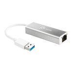 j5create JUE130 USBâ„¢ 3.0 Gigabit Ethernet Adapter, Silver and White