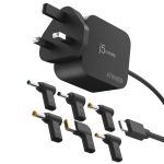 j5create JUP1565DC 67W GaN PD USB-C® Mini Charger with 6 Types of DC Connector-UK, Black