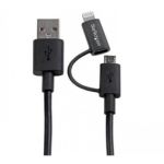 StarTech.com 1 m (3 ft.) 2 in 1 Charging Cable - USB to Lightning or Micro-USB for iPhone / iPad / iPod / Android - Apple MFi Certified - Multi Phone Charger - USB 2.0