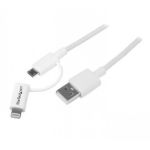 StarTech.com 1 m (3 ft.) 2 in 1 Charging Cable - USB to Lightning or Micro-USB for iPhone / iPad / iPod / Android - Apple MFi Certified - Multi Phone Charger - USB 2.0