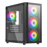 VIDA Lucid Black ARGB Gaming Case w/ Glass Front & Side, Micro ATX, 4x ARGB Infinity Fans