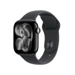 Apple Watch Series 11 GPS + Cellular 42mm Jet Black Aluminium Case with Black Sport Band - M/L