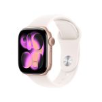 Apple Watch Series 11 GPS + Cellular 42mm Rose Gold Aluminium Case with Light Blush Sport Band - S/M