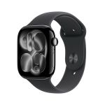 Apple Watch Series 11 GPS + Cellular 46mm Jet Black Aluminium Case with Black Sport Band - M/L