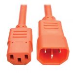 Tripp Lite Standard Computer Power Extension Cord, 10A, 18 AWG (IEC-320-C14 to IEC-320-C13), Orange, 0.61 m