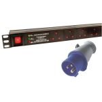 LMS 1u 10 way vertical 13A switched PDU > 16AMP Commando Plug
