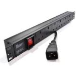 LMS 1U 6 Way Horizontal 13A Switched 19" PDU / Power Bar > IEC20 Plug (Rackmount)