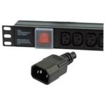LMS 1U 8 Way Horizontal IEC 10A Switched PDU > IEC Plug w/ Surge Protection (Rackmount)