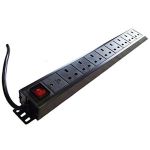 LMS 1U 8 Way High Density Vertical 13A Switched PDU / Power Bar w/ Surge Protection (Rackmount)