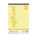 Rhino A4 Yellow Paper Refill Pad 100 Page 7mm Squared (Pack of 6)