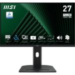 MSI PRO MP275PG 27 Inch Monitor, FHD (1920 x 1080), 100Hz, IPS, 1ms, 1x HDMI 1.4b, 1x DP 1.2a output, 1x D-Sub(VGA), Built-in Speakers, Anti-Glare, Anti-Flicker, Less Blue light, TÜV Certified, VESA, Kensington, 4-way adjustable stand, Black
