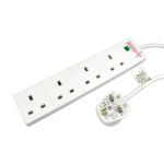 Spire Mains Power Multi Socket Extension Lead, 4-Way, 2M Cable, Surge Protected