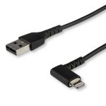 StarTech.com 6ft (2m) Durable USB A to Lightning Cable - Black 90Â° Right Angled Heavy Duty Rugged Aramid Fiber USB Type A to Lightning Charging/Sync Cord - Apple MFi Certified - iPhone