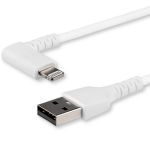 StarTech.com 6ft (2m) Durable USB A to Lightning Cable - White 90Â° Right Angled Heavy Duty Rugged Aramid Fiber USB Type A to Lightning Charging/Sync Cord - Apple MFi Certified - iPhone