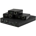 StarTech.com 3-Port HDBaseT Extender Kit with 3 Receivers - 1x3 HDMI over CAT5 Splitter - Up to 4K