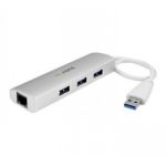 StarTech.com 3-Port Portable USB 3.0 Hub plus Gigabit Ethernet - Built-In Cable
