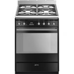 Smeg SUK61MBL9 cooker Freestanding cooker Electric Gas Black, Stainless steel