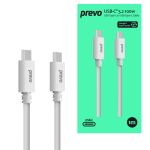PREVO USB 3.2 100W C to C cable, 20V/5A, 10GB/20GB/s, INJECTION MOULDING +TPE+ C TID certification, White, Superior Design & Perfornance, Retail Box Packaging