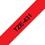 Brother TZE-431 DirectLabel black on red Laminat 12mm x 8m for Brother P-Touch TZ 3.5-18mm/6-12mm/6-18mm/6-24mm/6-36mm