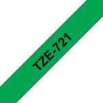 Brother TZE-721 DirectLabel black on green Laminat 9mm x 8m for Brother P-Touch TZ 3.5-18mm/6-12mm/6-18mm/6-24mm/6-36mm