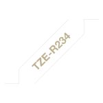 Brother TZE-R234 DirectLabel gold on white non adhesive textil 12mm x 4m for Brother P-Touch TZ 3.5-18mm/6-12mm/6-18mm/6-24mm/6-36mm
