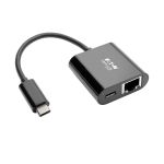 Tripp Lite USB-C to Gigabit Network Adapter with USB-C PD Charging - Thunderbolt 3, Black