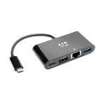 Tripp Lite USB-C to HDMI Adapter with USB-A Hub, Gigabit Ethernet, Thunderbolt 3, 1080p - PD Charging, Black