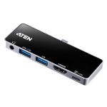 ATEN UH3238 laptop dock/port replicator Docking USB 3.2 Gen 1 (3.1 Gen 1) Type-C Black, Silver