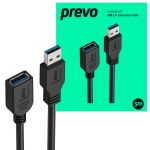 PREVO USBM-USBF-5M-3.0 USB cable USB 3.2 Gen 1 (3.1 Gen 1) USB A Black