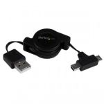 StarTech.com 2.5 ft Retractable USB Combo Cable ï¿½ï¿½ USB to Micro USB and Mini USB ï¿½ï¿½ M/M