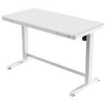 DDB White Glass White Metalwork Sit Stand Desk 1200 X 600MM