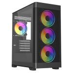 VIDA Zephyr V2 Black ARGB Gaming Case w/ Glass Window, Micro ATX, 4x ARGB PWM Fans, 6-Port ARGB Fan Hub & Remote Control, Mesh Front