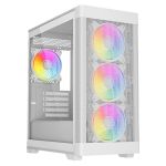 VIDA Zephyr V2 White ARGB Gaming Case w/ Glass Window, Micro ATX, 4x ARGB Fans, 6-Port PWM ARGB Fan 