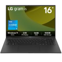 LG Gram 16Z90RU-G.AA55A1 laptop Intel Core i5 i5-1334U 40.6 cm (16") 2.5K 16 GB LPDDR4x-SDRAM 512 GB SSD Wi-Fi 6E Windows 11 Home Black
