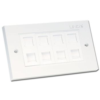 Lindy CAT5e Double Wall Plate with 4 x RJ-45 Shuttered Socket, Unshielded