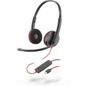 POLY Blackwire 3220 Headset Wired Head-band Office/Call center USB Type-C Black, Red