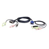 Aten 2L-7DX2U cable interface/gender adapter HDB-15 Male, USB A, Mini Stereo Jack DVI-I (Single Link), USB B, Mini Stereo Jack Black,Green,Pink