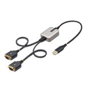 StarTech.com 2ft (60cm) 2-Port USB to Serial Adapter Cable, Interchangeable DB9 Screws/Nuts, COM Retention, USB-A to DB9 RS232, FTDI, Level-4 ESD Protection, Windows/macOS/ChromeOS/Linux - Rugged TPE Construction