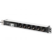 Digitus Aluminum Outlet Strip, 6 safety outlets with circuit breaker