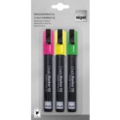 Sigel GL182 marker 3 pc(s) Chisel tip Green, Pink, Yellow