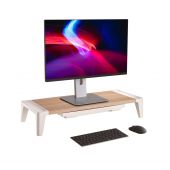 ProperAV Height Adjustable Monitor Riser Stand with Drawer - Wood