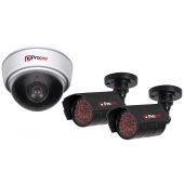 ProperAV Dome & IR Kit 3 Pack - Black & White dummy security camera