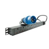 LMS 1u 8 way vertical 13A switched PDU > 32AMP Commando Plug