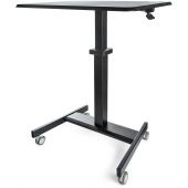 StarTech.com Mobile Standing Desk - Portable Sit Stand Ergonomic Height Adjustable Cart on Wheels - Rolling Computer/Laptop Workstation Table with Locking One-Touch Lift for Teacher/Student