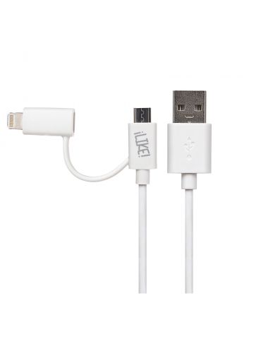 Maplin USB-A to 2 in 1 Connectors Lightning and Micro USB-B Cable 1m