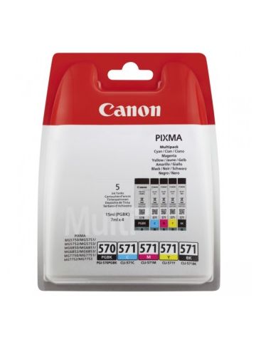 Canon 0372C004 (PGI-570 CLI 571) Ink cartridge multi pack, 15ml + 4x7ml, Pack qty 5