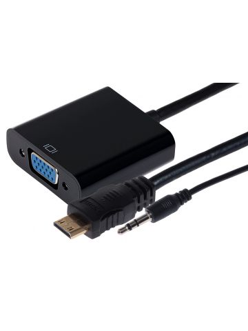 Maplin Mini HDMI Male to VGA Female + 3.5mm Audio Jack Port Adapter 0.15m Cable