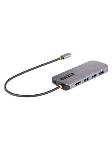 StarTech.com USB C Multiport Adapter, 4K 60Hz HDMI Video, 3 Port 5Gbps USB Hub, 100W Power Delivery Pass-Through, GbE, 12"/30cm Cable, Mini Travel Dock, Laptop Docking Station