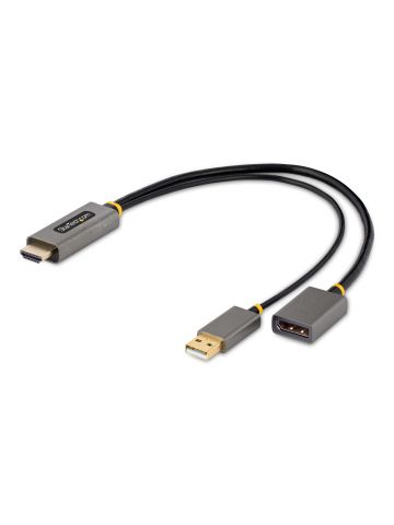 StarTech.com 1ft (30cm) HDMI to DisplayPort Adapter Cable, Active 4K 60Hz HDMI 2.0 to DP 1.2 Converter, HDR, USB Bus Powered, HDMI Source to DisplayPort Monitor for Laptops/PC