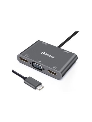 Sandberg USB-C Dock 2xHDMI+1xVGA+USB+PD